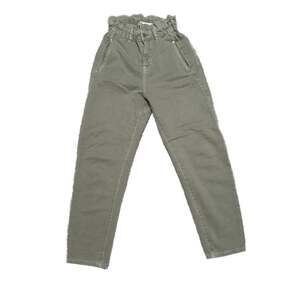 Zara Olive Green High-Waisted Paperbag Cargo Pants